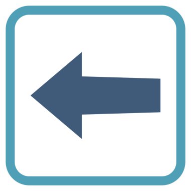 Ok sol vektör simgesi bir çerçeve içinde