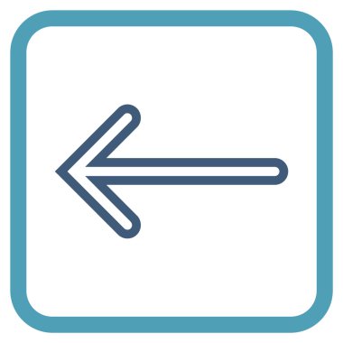 Ok sol vektör simgesi bir çerçeve içinde