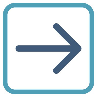 Ok sağ vektör simgesi bir çerçeve içinde