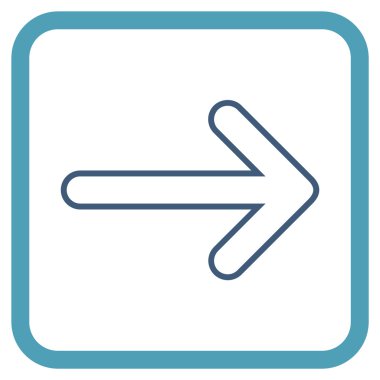 Yuvarlak ok doğru vektör simgesi bir çerçeve içinde