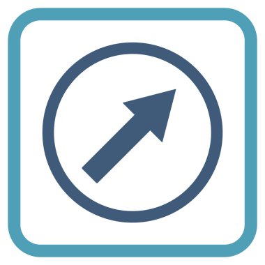 Yukarı sağ yuvarlak ok vektör simgesi bir çerçeve içinde