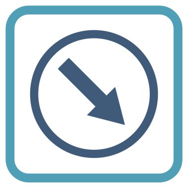 Aşağı doğru yuvarlak ok vektör simgesi bir çerçeve içinde