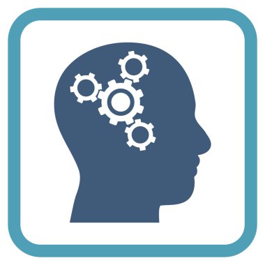 Beyin mekanik vektör simgesi bir çerçeve içinde