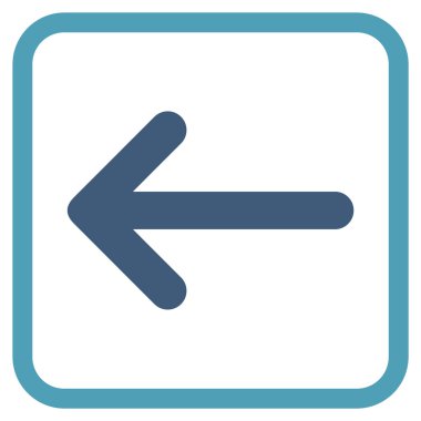 Ok sol vektör simgesi bir çerçeve içinde