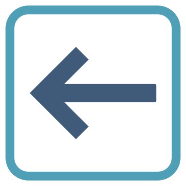 Sol ok vektör simgesi bir çerçeve içinde