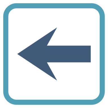 Ok sol vektör simgesi bir çerçeve içinde