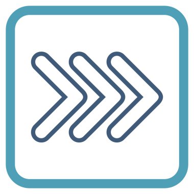 İşaretçi doğru vektör simgesi bir çerçeve içinde üçlü