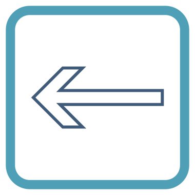 Ok sol vektör simgesi bir çerçeve içinde