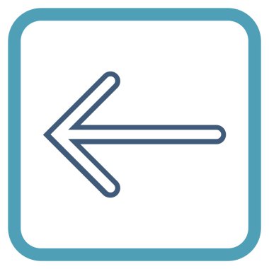 Ok sol vektör simgesi bir çerçeve içinde