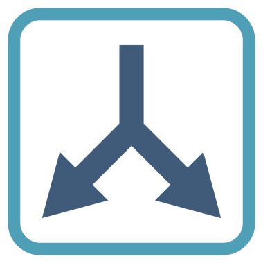 Vektör simgesi bir çerçeve içinde aşağı çatallanma ok