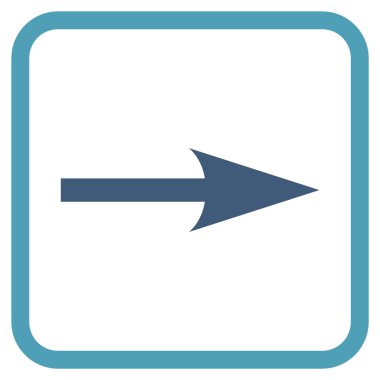 Keskin ok doğru vektör simgesi bir çerçeve içinde