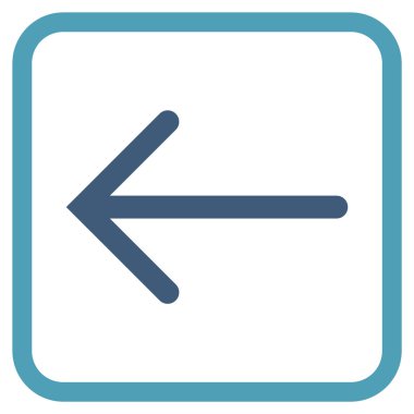 Ok sol vektör simgesi bir çerçeve içinde