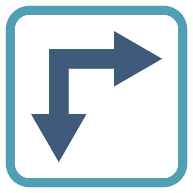 Vektör simgesi bir çerçeve içinde aşağı doğru çatallanma ok