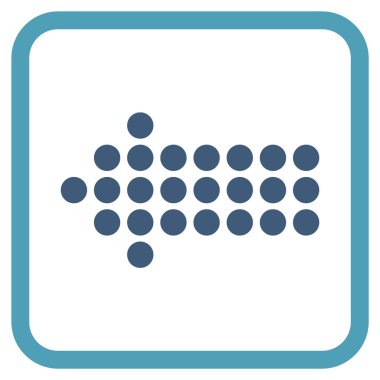 Noktalı ok sol vektör simgesi bir çerçeve içinde