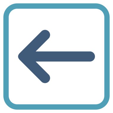 Ok sol vektör simgesi bir çerçeve içinde