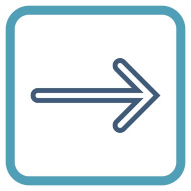 Ok sağ vektör simgesi bir çerçeve içinde