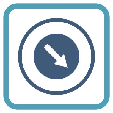 Aşağı doğru yuvarlak ok vektör simgesi bir çerçeve içinde