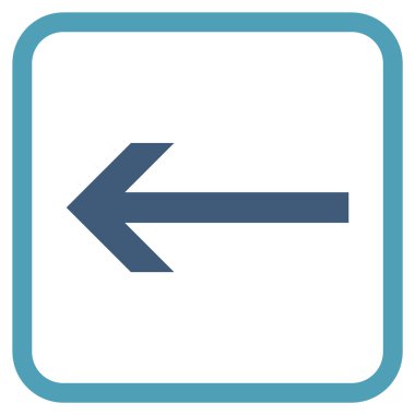 Ok sol vektör simgesi bir çerçeve içinde