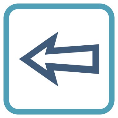 Ok sol vektör simgesi bir çerçeve içinde