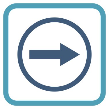 Sağ ok vektör simgesi bir çerçeve içinde yuvarlak