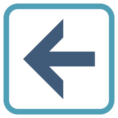 Ok sol vektör simgesi bir çerçeve içinde