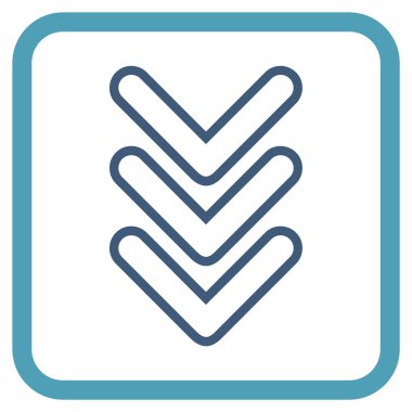 İşaretçi vektör simgesi bir çerçeve içinde aşağı üçlü