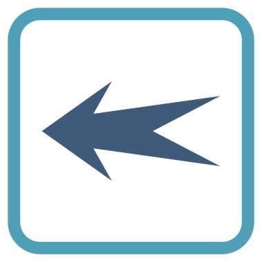 Ok sol vektör simgesi bir çerçeve içinde