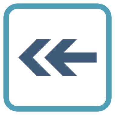 Ok sol vektör simgesi bir çerçeve içinde