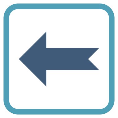 Ok sol vektör simgesi bir çerçeve içinde