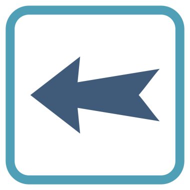 Ok sol vektör simgesi bir çerçeve içinde