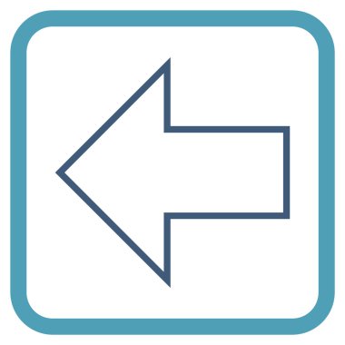 Ok sol vektör simgesi bir çerçeve içinde