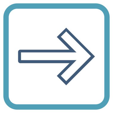 Ok sağ vektör simgesi bir çerçeve içinde