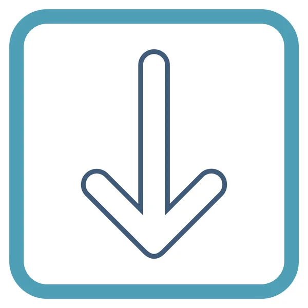 Seta arredondada para baixo ícone do vetor em um quadro — Vetor de Stock