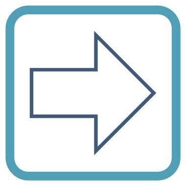 Ok sağ vektör simgesi bir çerçeve içinde