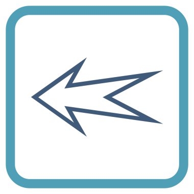 Ok sol vektör simgesi bir çerçeve içinde