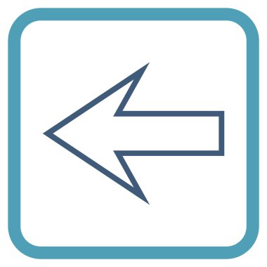 Ok sol vektör simgesi bir çerçeve içinde