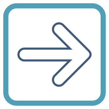 Yuvarlak ok doğru vektör simgesi bir çerçeve içinde