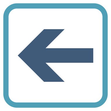 Ok sol vektör simgesi bir çerçeve içinde