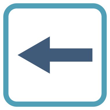 Ok sol vektör simgesi bir çerçeve içinde