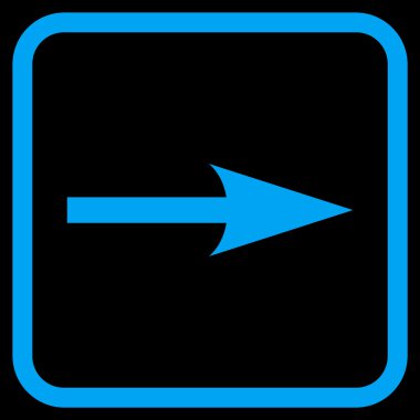 Keskin ok doğru vektör simgesi bir çerçeve içinde