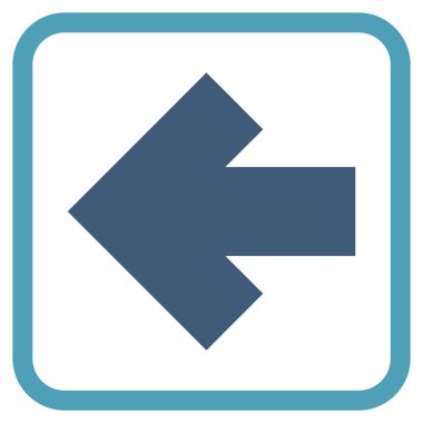 Ok sol vektör simgesi bir çerçeve içinde