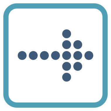 Noktalı ok doğru vektör simgesi bir çerçeve içinde