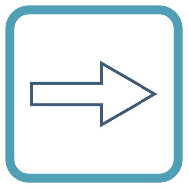 Ok sağ vektör simgesi bir çerçeve içinde