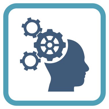 Beyin mekanik vektör simgesi bir çerçeve içinde