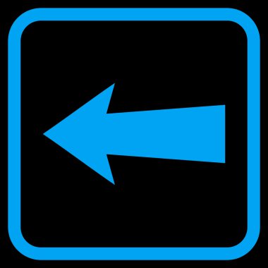 Ok sol vektör simgesi bir çerçeve içinde