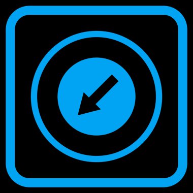 Aşağı sol yuvarlak ok vektör simgesi bir çerçeve içinde