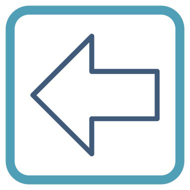 Ok sol vektör simgesi bir çerçeve içinde