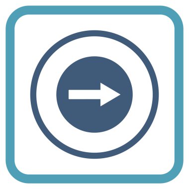 Sağ ok vektör simgesi bir çerçeve içinde yuvarlak