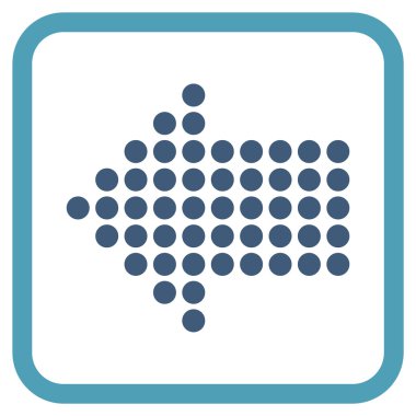 Noktalı ok sol vektör simgesi bir çerçeve içinde