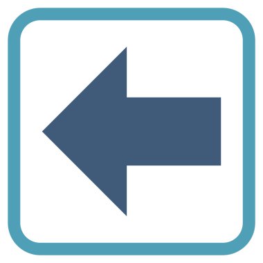 Ok sol vektör simgesi bir çerçeve içinde